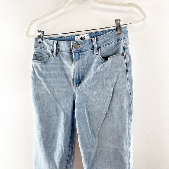 Paige Rory Cotton Blend Denim Frayed Hem Cropped Flare Jeans Blue 28 / 6 - Picture 5 of 9